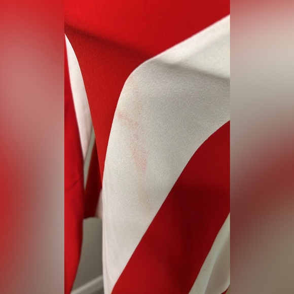 Professional White and Red Long Dress - V Neck - Picture 4 of 10